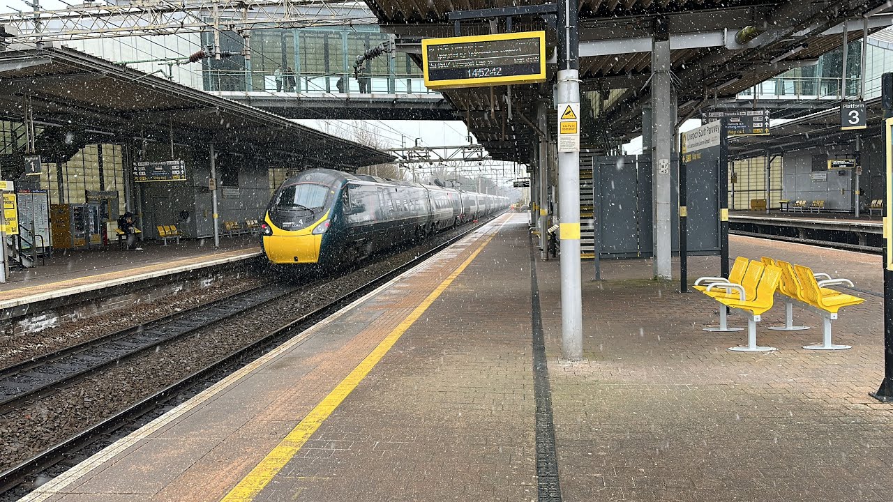 West Coast Main Line and Merseyrail Trains at Liverpool South Parkway on March 8th 2023