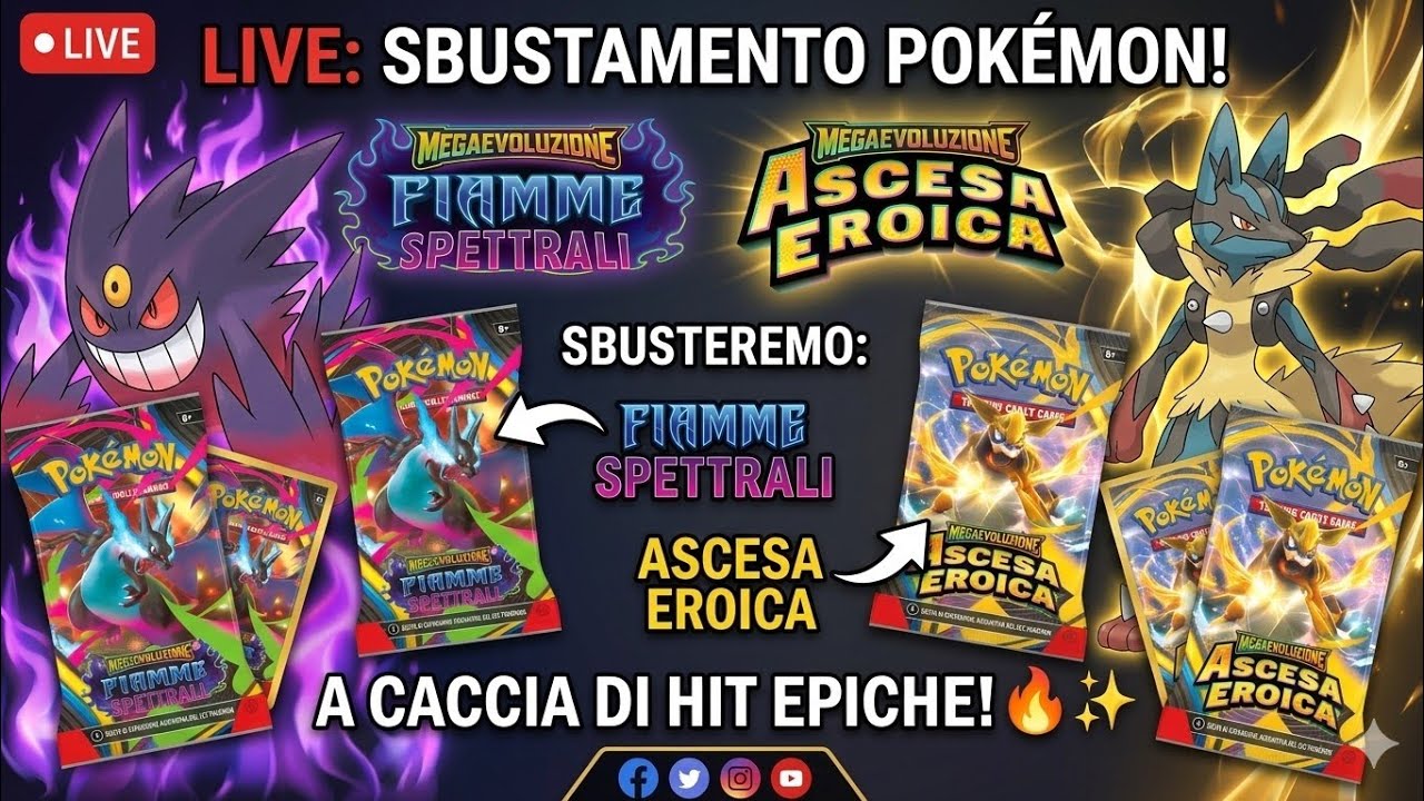 A CACCIA DEL GOD PACK! ⚡️ Sbustamento Pokémon Live✅ ASCESA EROICA🖤 e FIAMME SPETTRALI🔥!!