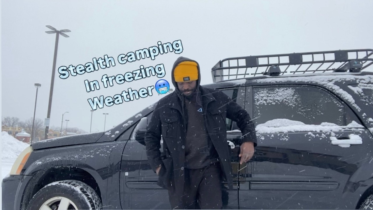 stealth camping during a snow storm(severe weather warning!!!) - Living in a Chevy Equinox