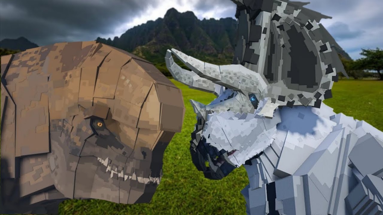 Distortus Rex vs Yeti Triceratops - BATTLE OF THE TITANS!