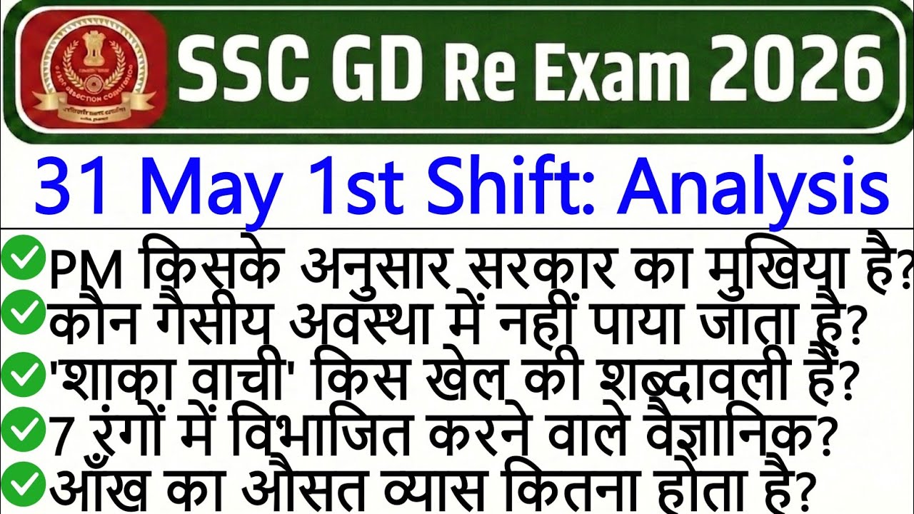 SSC GD Exam Analysis 2026 | SSC GD Exam 31 May 1st Shift Analysis 2026 | SSC GD Exam Analysis Today