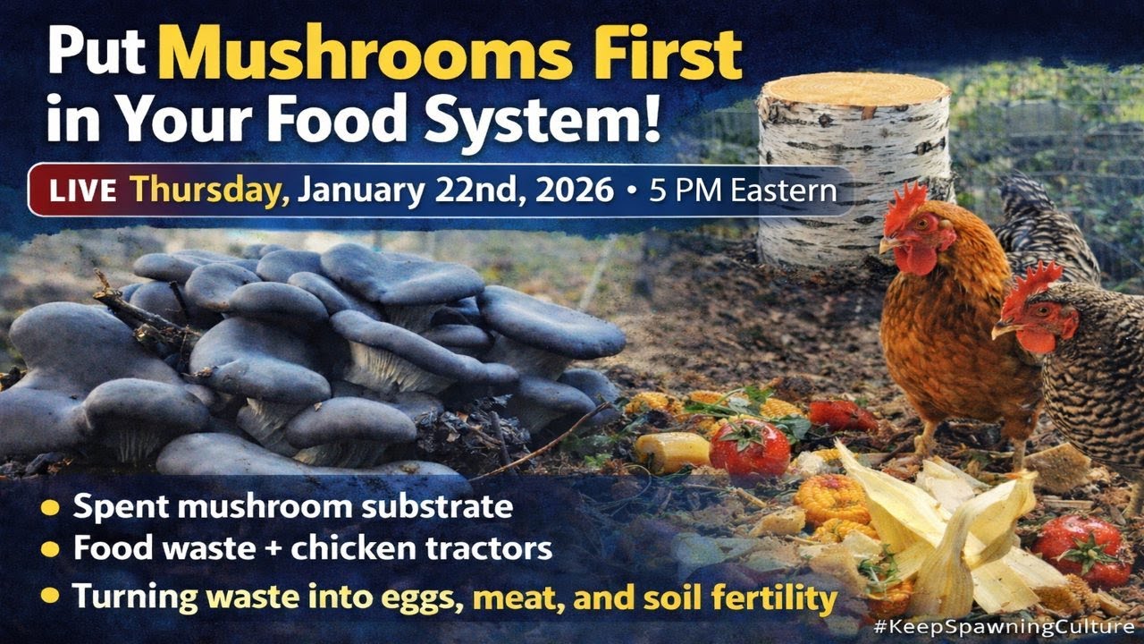 Mushrooms First: Turning Spent Substrate & Food Waste into Eggs & Meat | Q&A | Jan 22nd, 5 PM EST