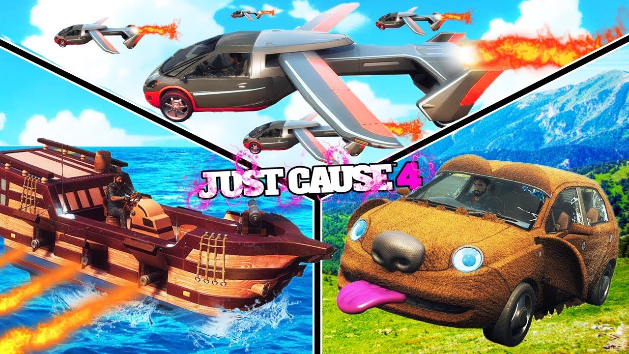 EL COCHE PERRO, EL BARCO PIRATA Y EL COCHE VOLADOR | JUST CAUSE 4