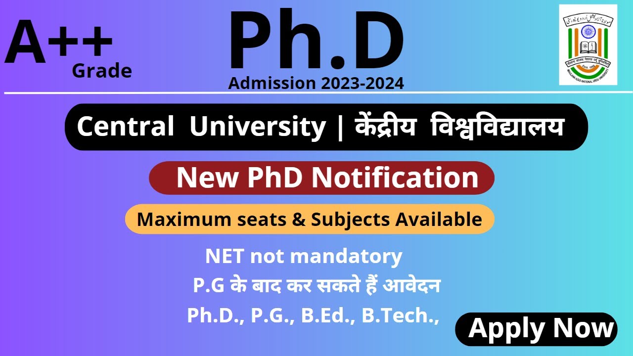 Central university PhD application form 2023 | PhD notification form central university 2023