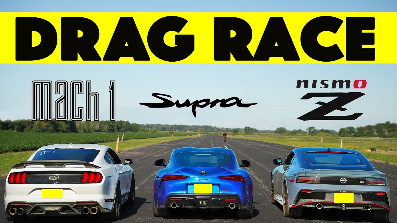 2024 Nissan Nismo Z Races Toyota GR Supra and Ford Mustang Mach 1.  Drag and Roll Race.