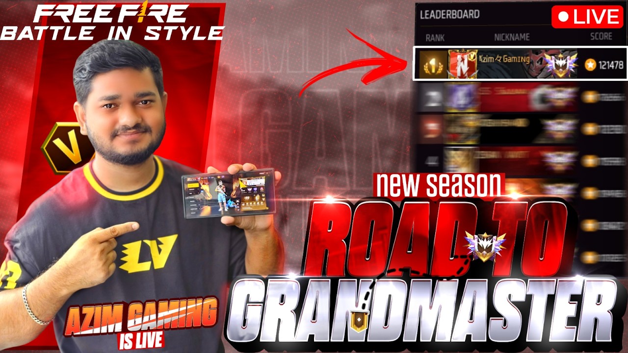 New Grandmaster Top 1 Push V Badge Lobby ❤ FF LIVE ✌ Free Fire LIVE! #ff #freefire