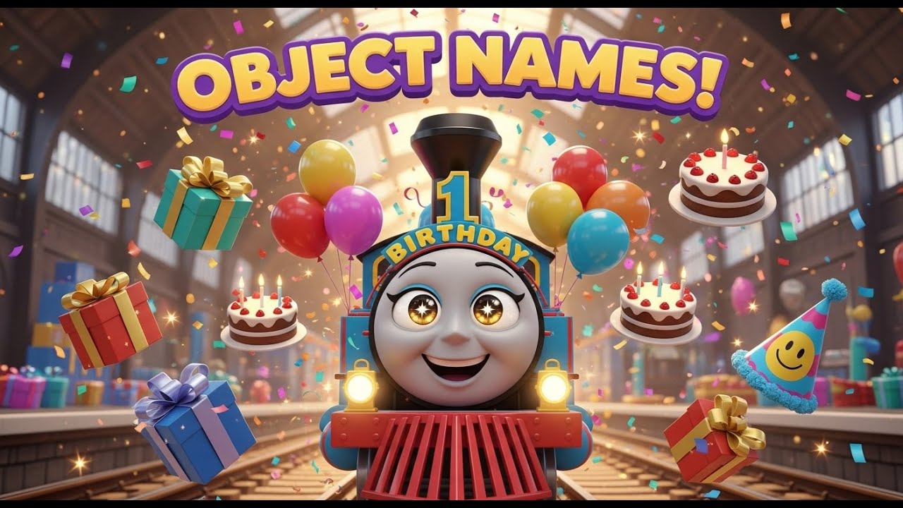 Learn Object Names at the Birthday Train Station 🎂🚉 | Fun Vocabulary for Kids | Preschool