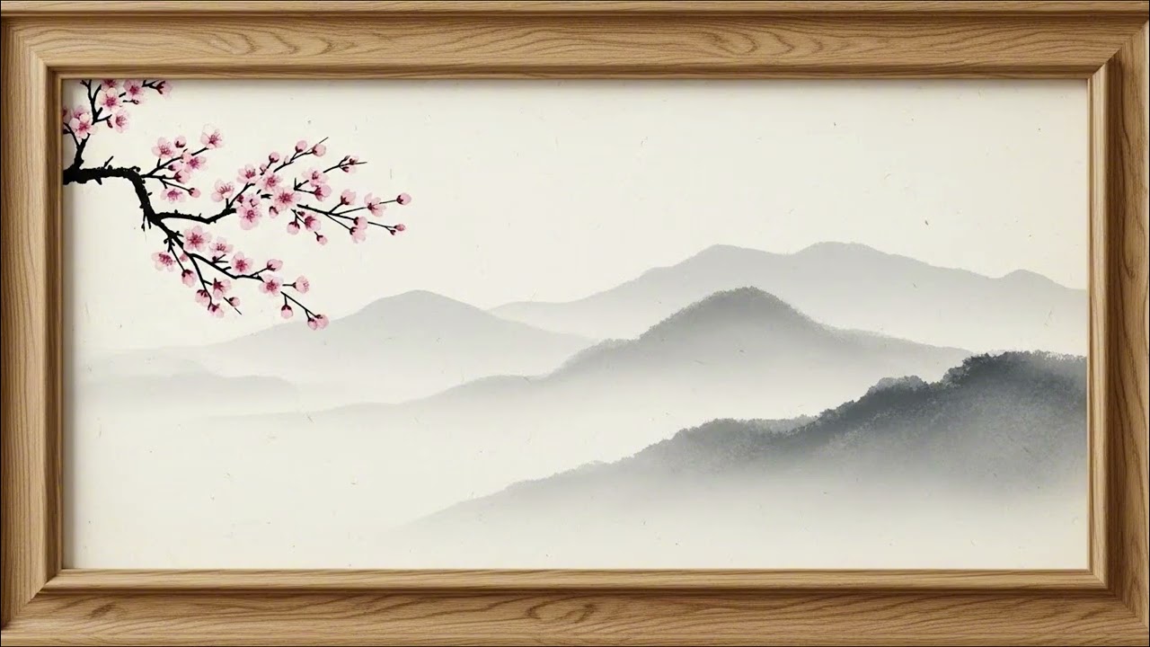 Framed Art With Music | Minimalist Zen Mountain & Relaxing Ambient 4K
