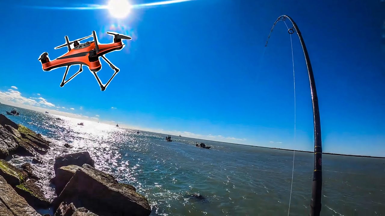 UNEXPECTED BITE Surf Fishing (with bait drone)