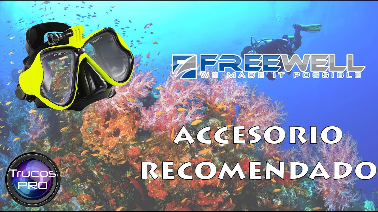 GAFAS DE BUCEO CON SOPORTE PARA GOPRO de FREEWELL. Accesorio recomendado