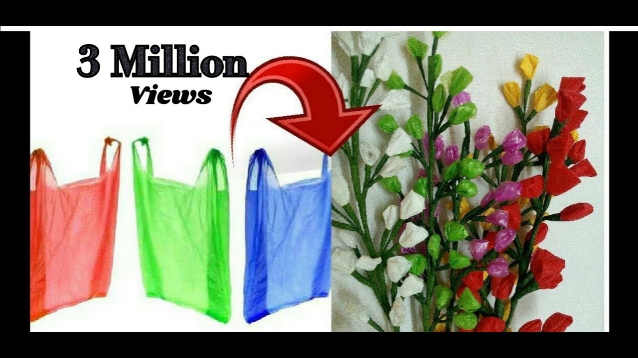 Reuse idea with Carry bags | Making flower bunches | Best out of waste