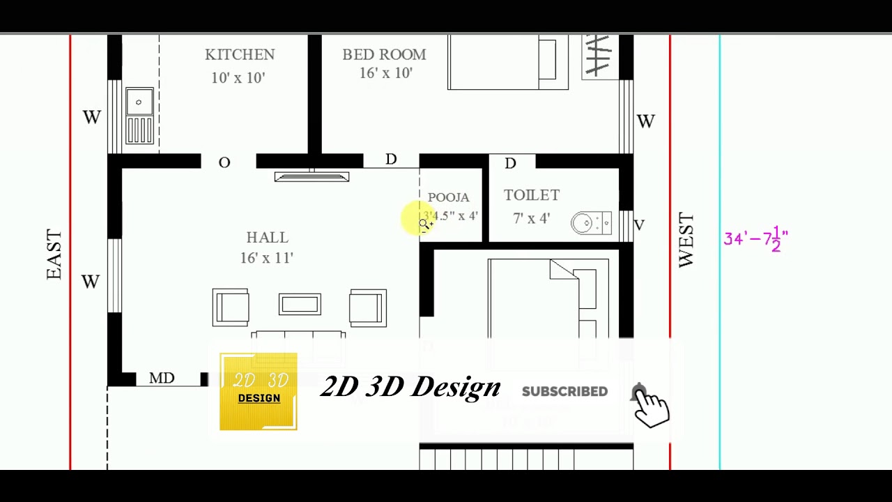 28 x 32 North facing house plan 2019