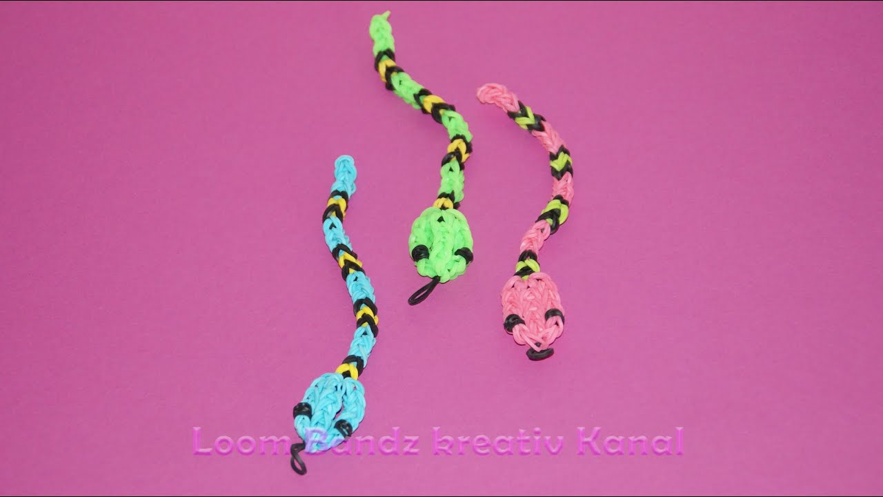 Loom Bandz Tiere, Rainbowloom Schlange, Anleitung deutsch