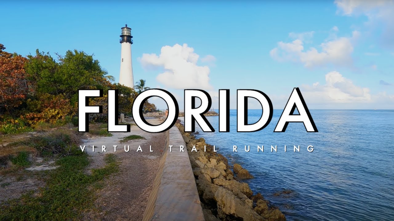 Virtual Trail Running in Nature - To the Lighthouse South of Miami, Cape Florida - 4K Treadmill Run