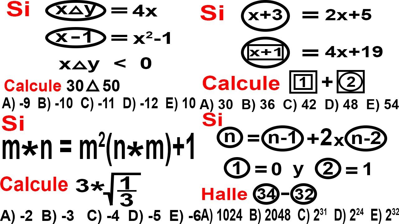 OPERADORES MATEMÁTICOS PROBLEMAS RESUELTOS RAZONAMIENTO MATEMÁTICO (PARTE 1)