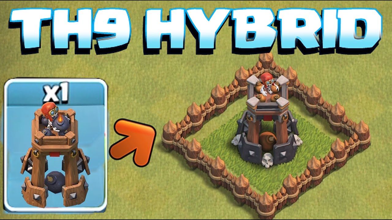 BOMB TOWER TROPHY BASE / HYBRID TH9 BUILD!! (Clash of Clans New Update!!!)