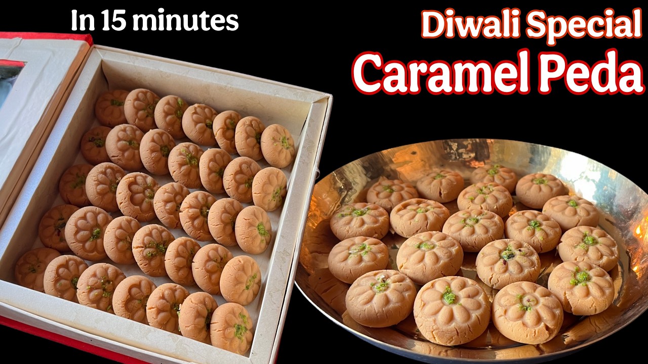 Caramel Peda Recipe | 3 Ingredients Only | No Mawa, Easy Diwali Sweet in 15 Minutes | Instant Mithai