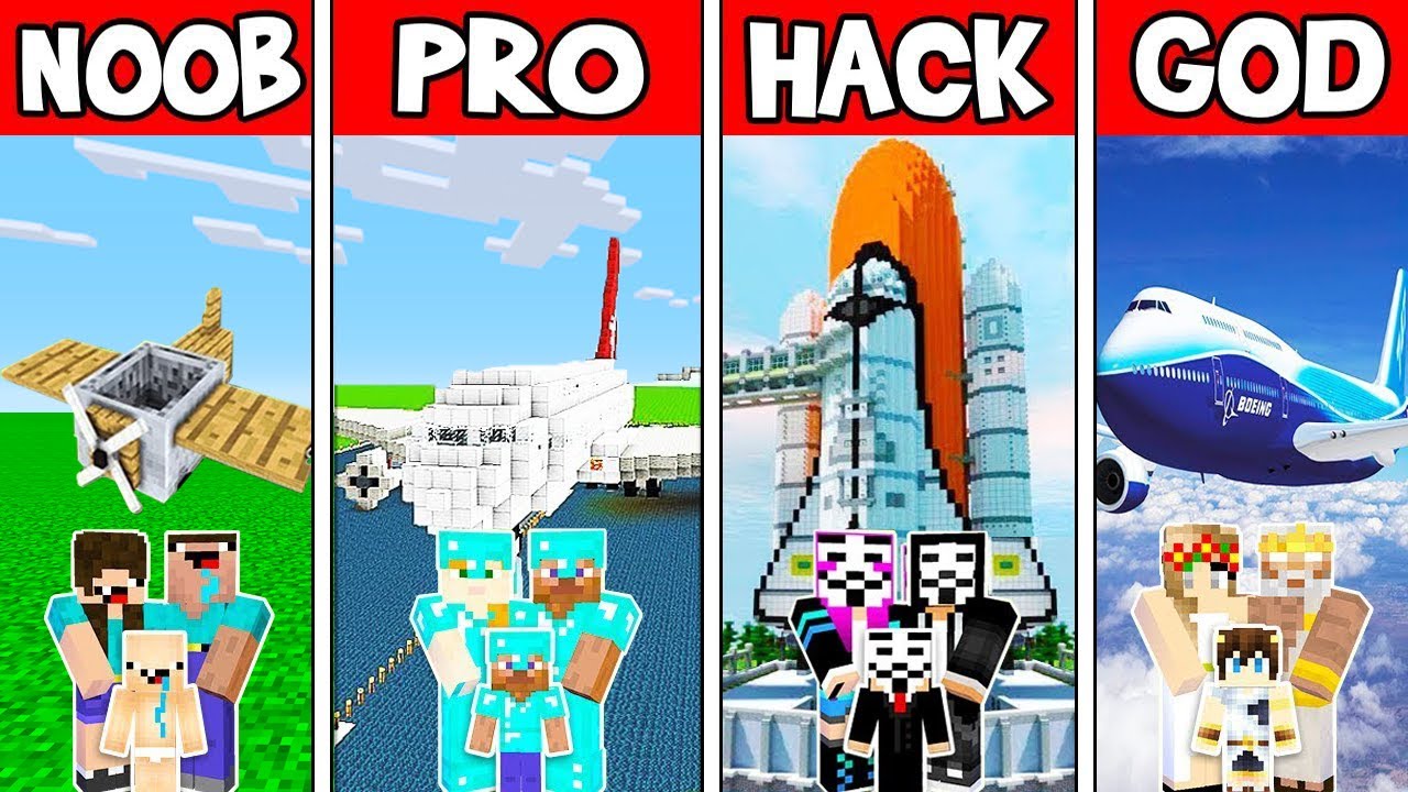 Minecraft NOOB vs PRO vs HACKER vs GOD PLANE BUILD CHALLENGE in Minecraft ! AVM SHORTS Animation