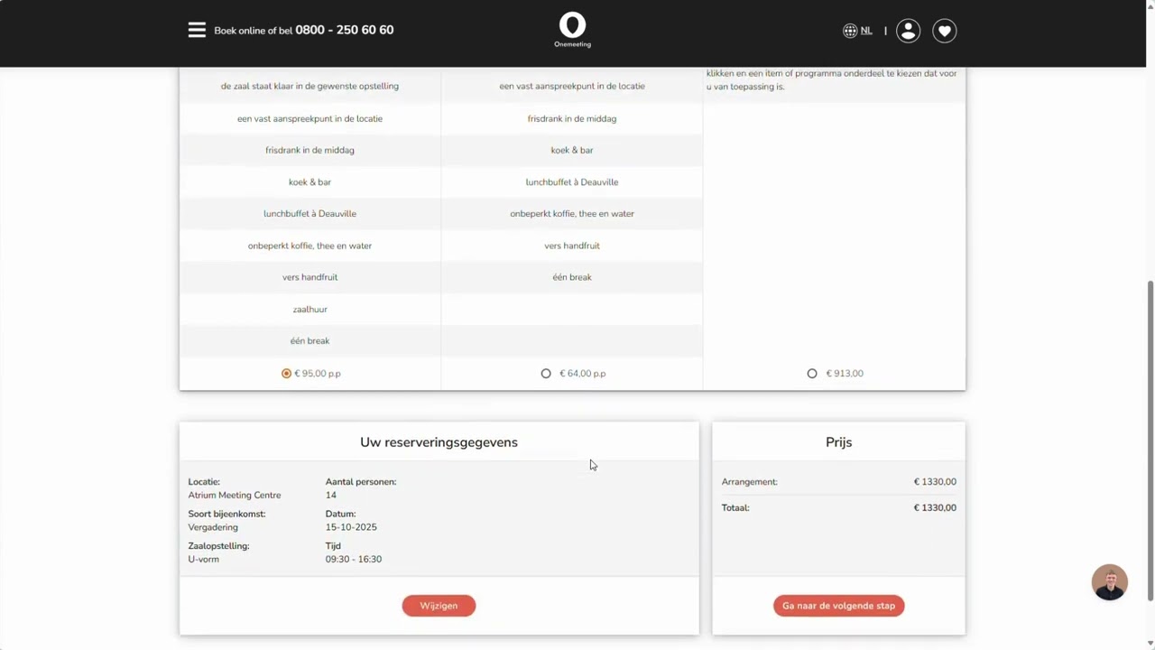 Onemeeting realtime boeken
