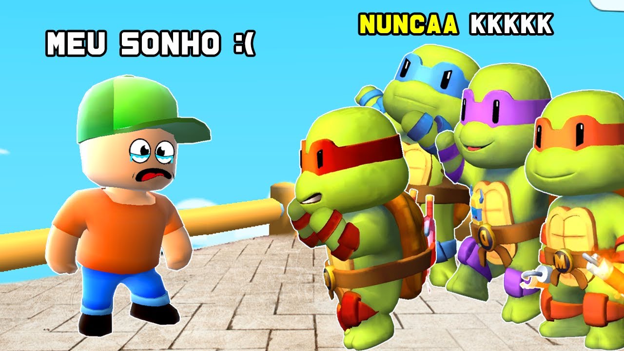 O MENINO POBRE FOI HUMILHADO POR NAO TER SKIN DAS TARTARUGAS NINJAS NO STUMBLE GUYS