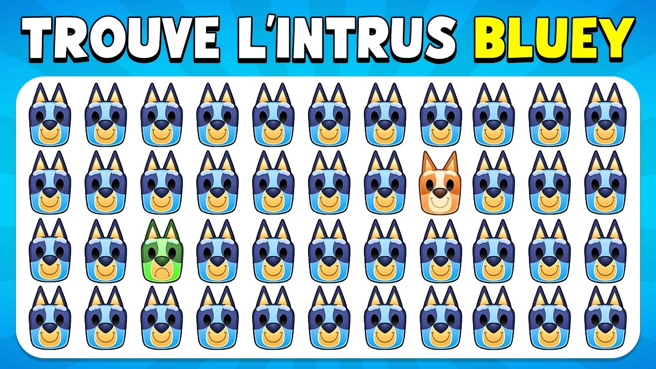 Trouve l'INTRUS...! Édition BLUEY 🐶💙 | Devine le personnage en ÉMOJIS | Trouve les DIFFÉRENCES