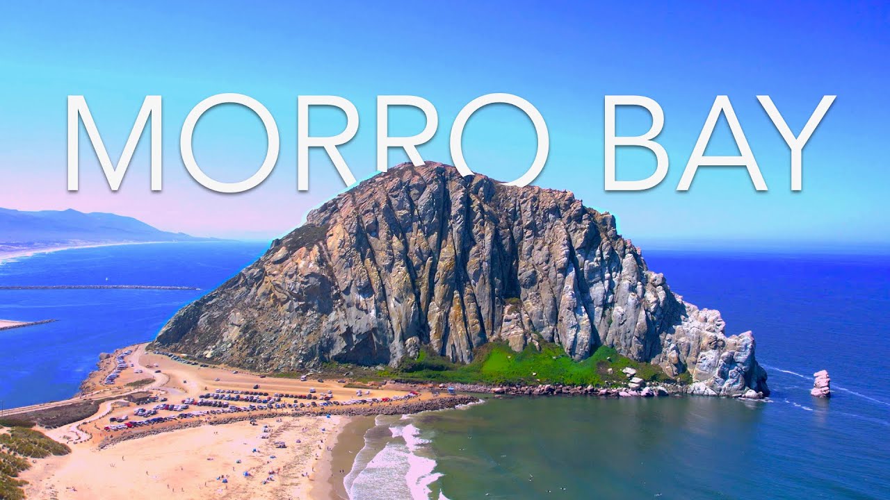 Morro Bay, Morro Rock, Morro Strand State Beach с камеры дрона и GOPro Hero 10 HDR 4K