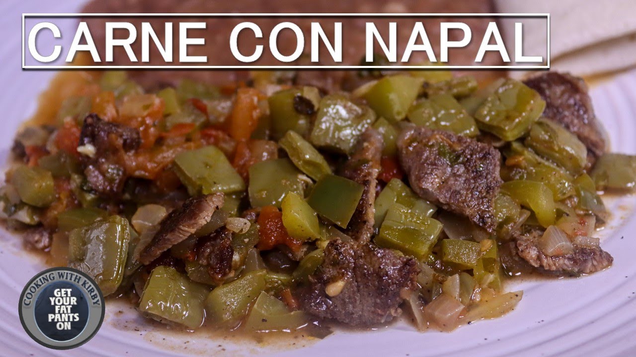 Carne con Nopales - Beef and Cactus in Red Salsa - Mexican Food
