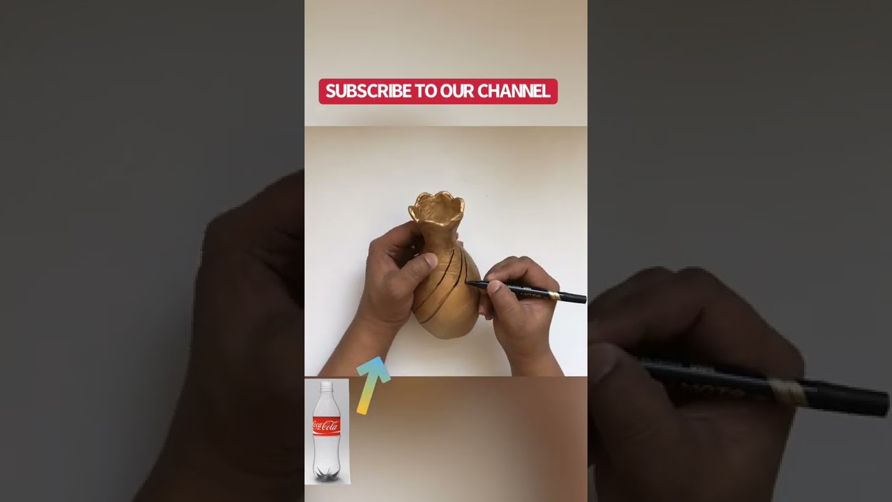 Plastic bottle flower vase making - Look like ceramic vase | Cement pottery making#shorts #short