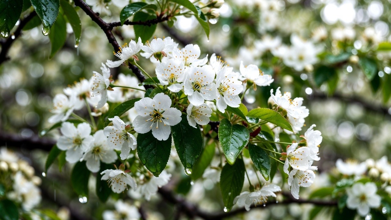 Gentle Daylight Rain Over Vibrant Spring Blossoms | Deep Sleep & Relaxing Nature Sounds