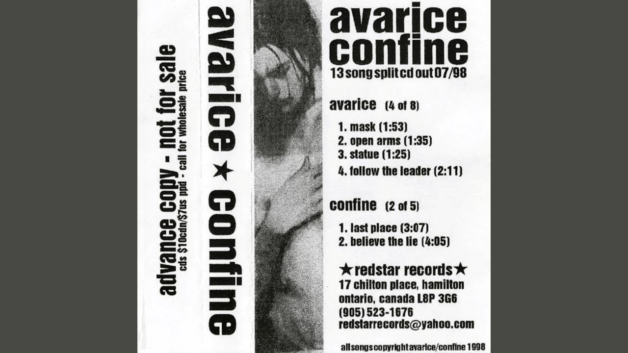 Avarice / Confine - 1998 Promo (full album) timestamps