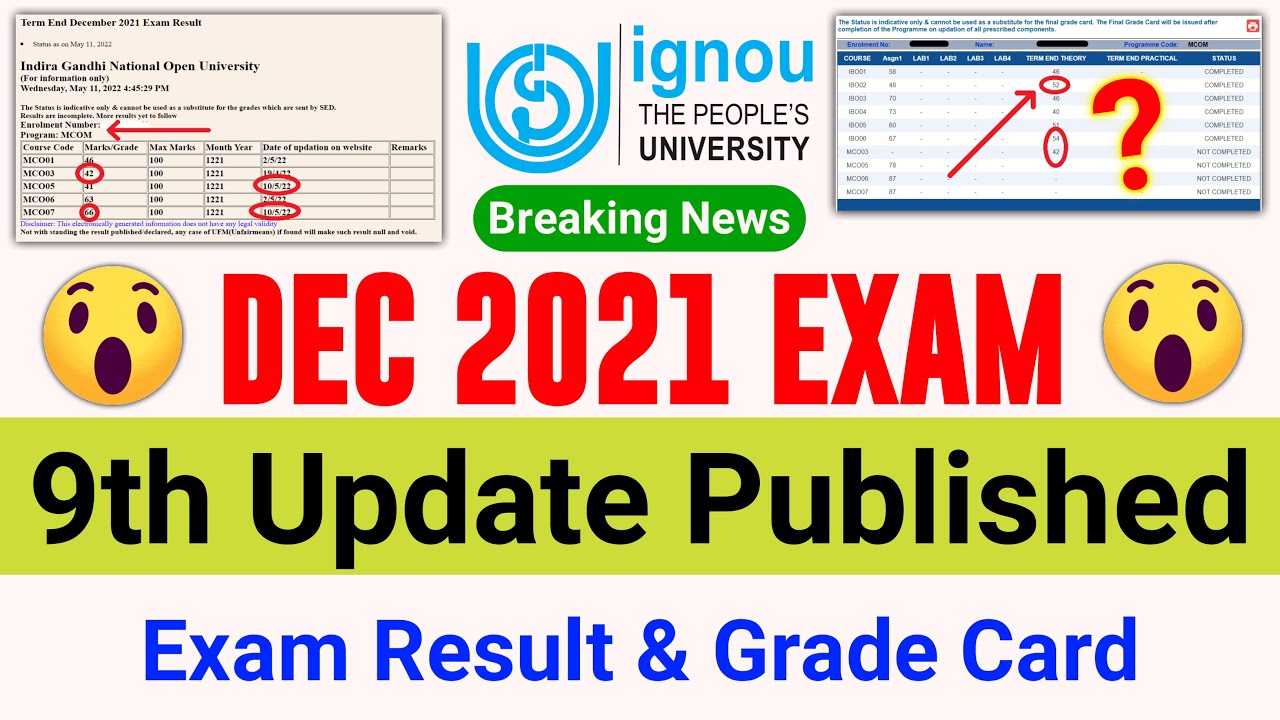 IGNOU Published DEC 2021 TEE Result 9th Update_IGNOU Results Update 2022_Important For All Students