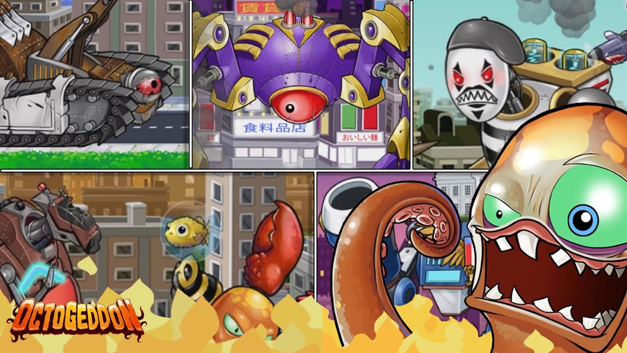 Octogeddon - All Bosses All Cutscenes