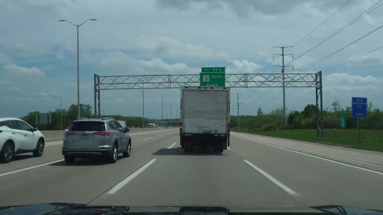 Huntley to Chicago I-90 Highway to Rolling Meadows (No Talk, No Music) 4K POV ASMR
