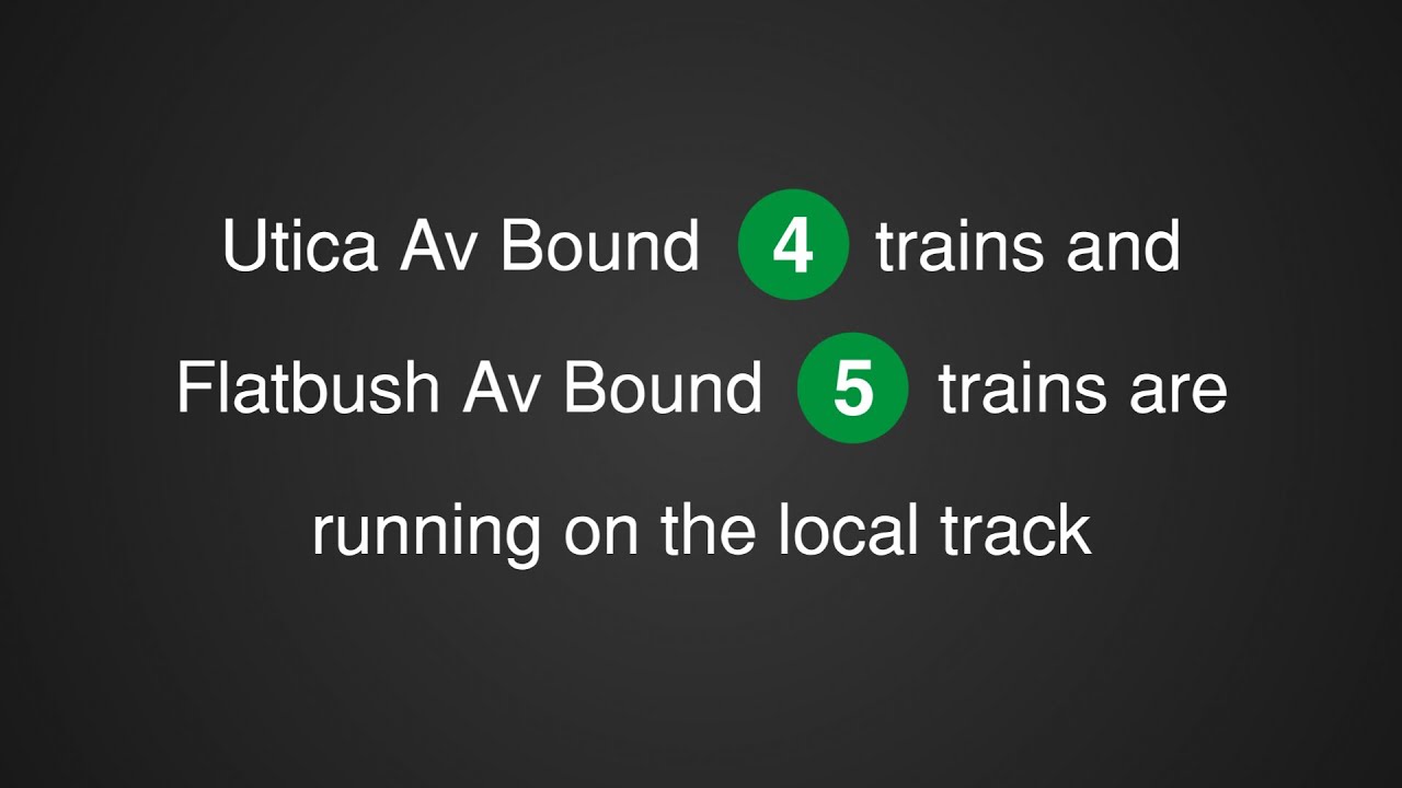 ᴴᴰ MTA Station Announcements: Utica Av Bound 4 and Flatbush Av Bound 5 trains on the local track