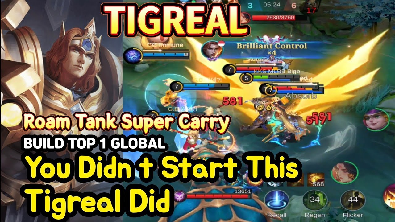 Tigreal (Mythical Glory): Roam Tank Super Carry | Perfect CC Control | BUILD TOP1 GLOBAL | MLBB