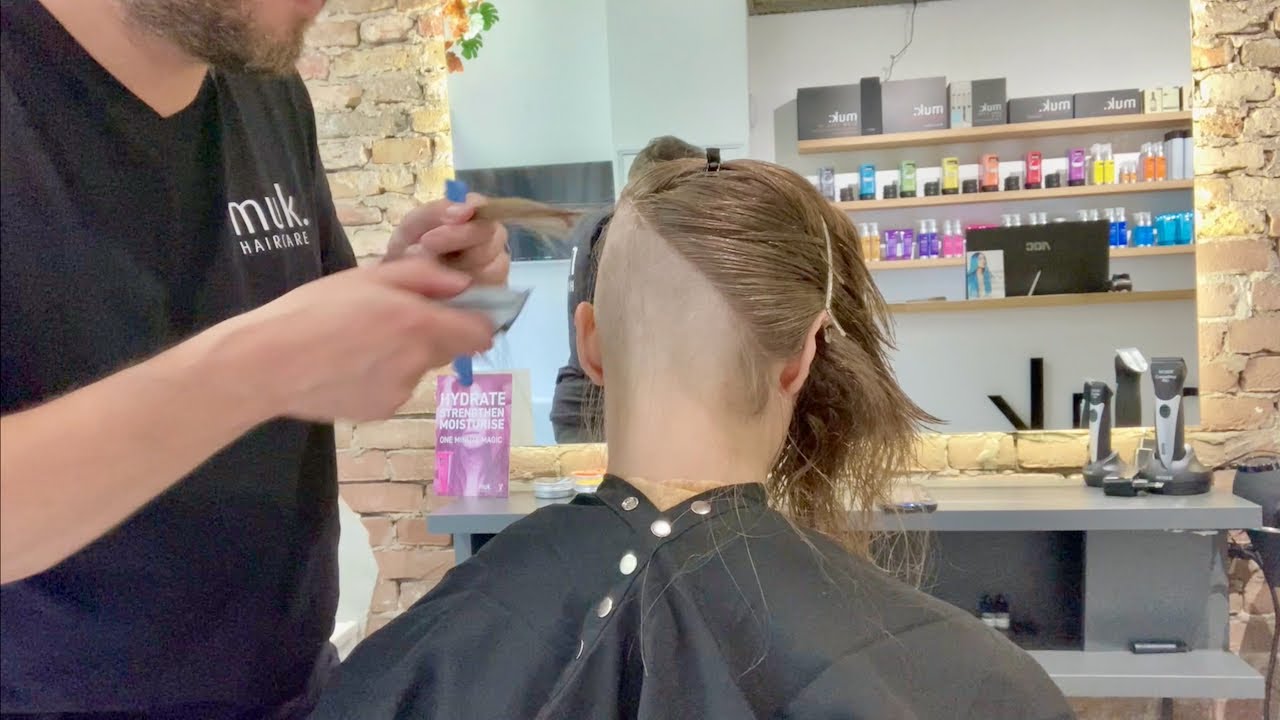 Please shave me bald again! This girl rocks the bald look! An amazing (partial) headshave haircut!