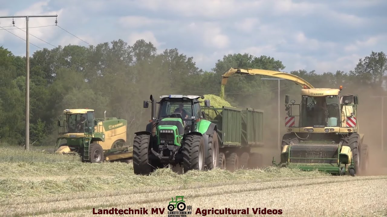 Krone - Valtra - Deutz / Grünroggen Mähen & Häckseln - Green Rye Mowing & Chopping 2022 pt.1