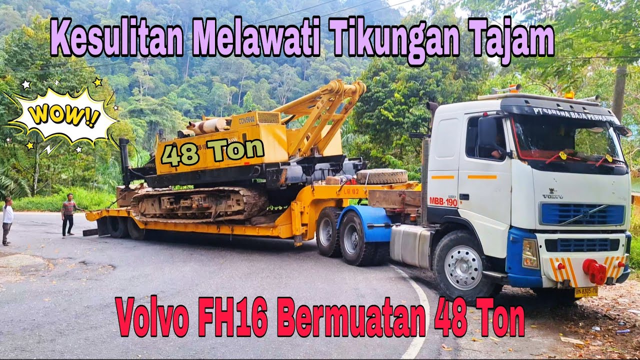VOLVO FH16 MUATAN 48 TON KESULITAN MELEWATI TIKUNGAN #truck #viral 
