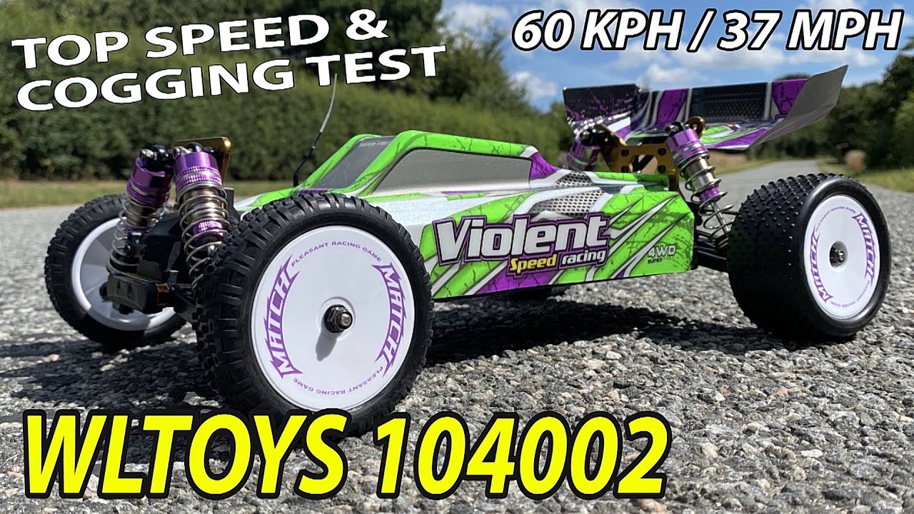 WLToys 104002 Brushless Speed test! 1/10 4WD High Speed RC Car Buggy