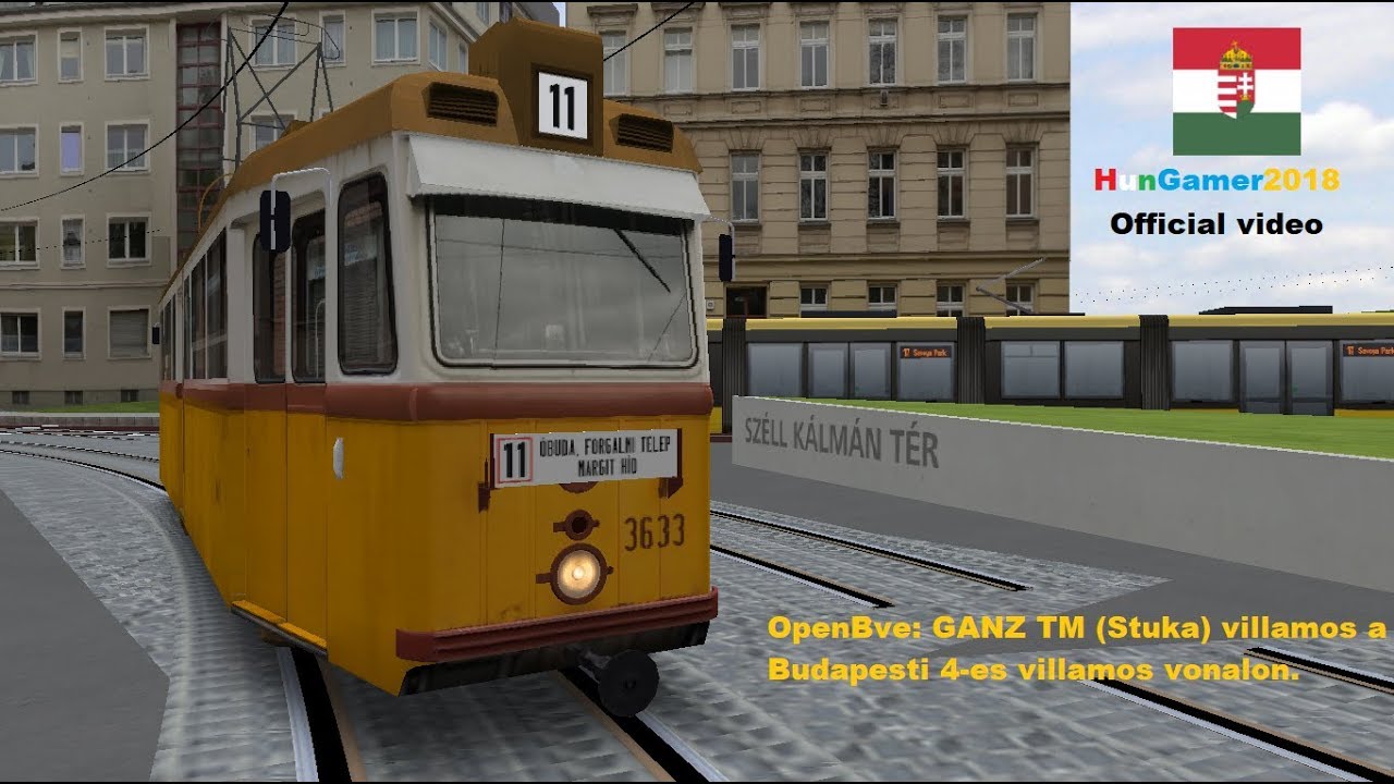 OpenBve: Ganz TM (Stuka) villamos a Budapesti 4-es villamos vonalon.