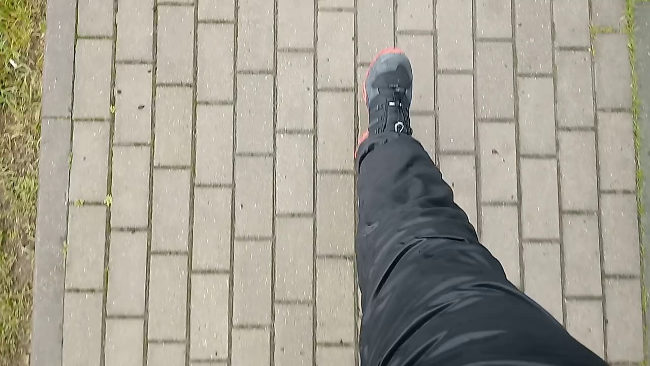 Walking in nylon pants in the park