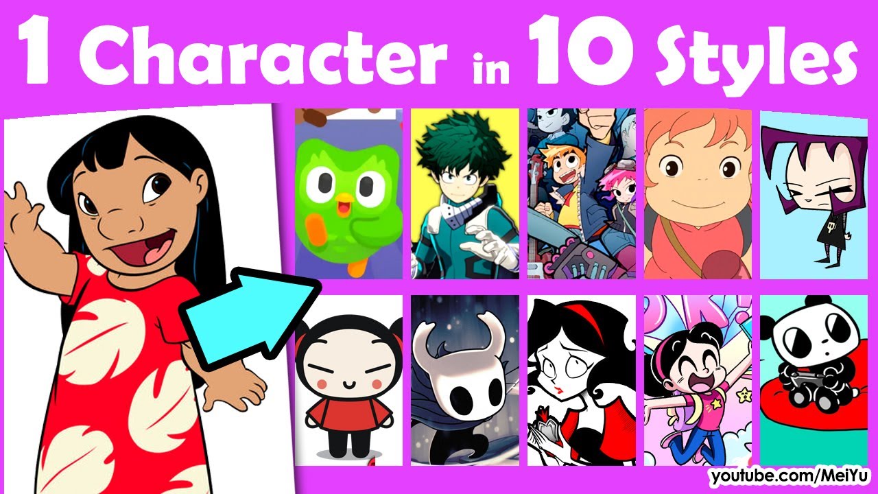 Draw Lilo (Lilo & Stitch) 10 Art Styles Swap Challenge | Meet My Superfans: Lost & Found by Mei Yu