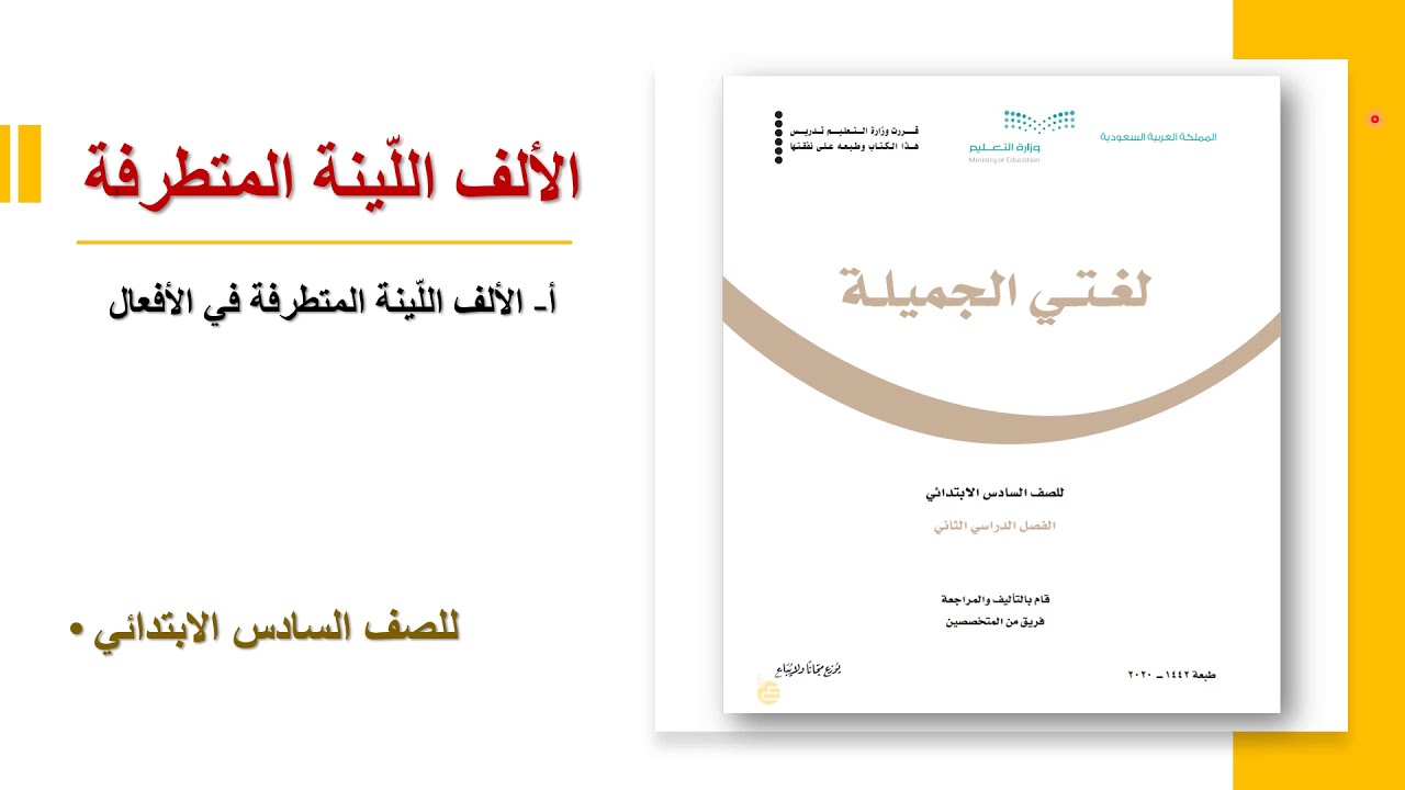 الألف اللينة في الأفعال للصف السادس الابتدائي - مع ورقة عمل تجد رابطها في صندوق الوصف