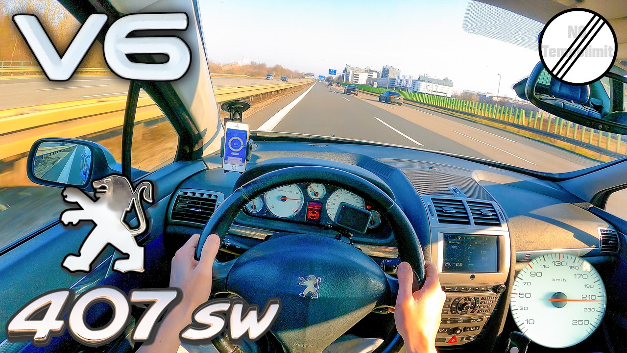 2005 Peugeot 407 SW V6 210 Максимальная скорость Немецкий автобан POV