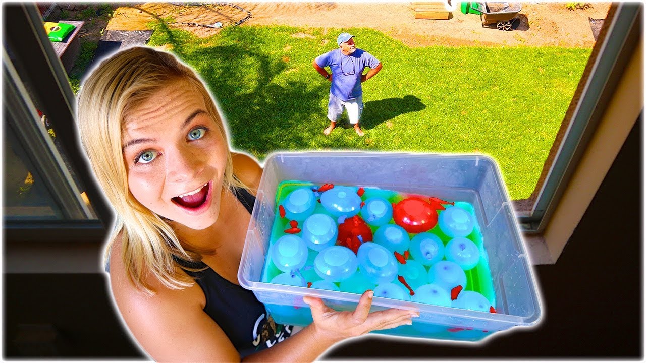 SLIME WATER BALLOON PRANK ON MY DAD! // SoCassie
