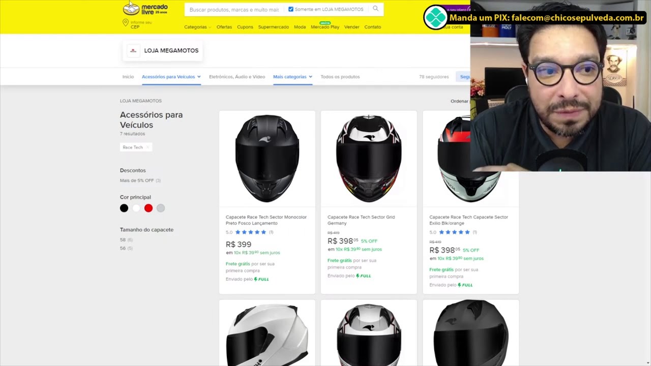 Dica de capacete por menos de 400 Reais Race Tech