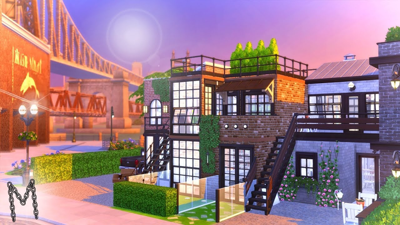INDUSTRIAL ARTIST TINY TOWNHOUSES: Photographer, Musician, Painter, Sculptor ~ Sims 4 Speed Build