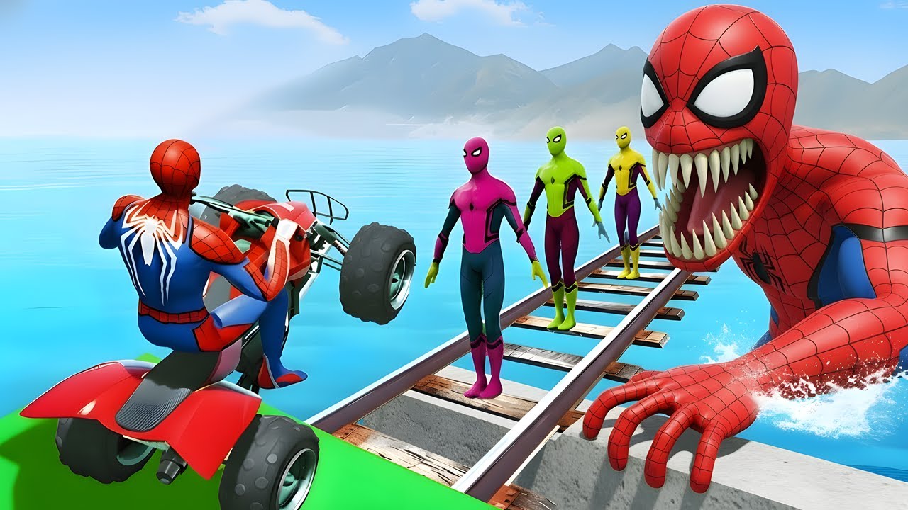 الرجل العنكبوت انقاذ باتمان Spider-Man Rescue venom vs superhero funny Game GTA 5 iron man, batman