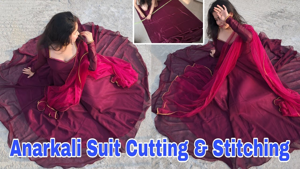 DIY Anarkali Suit Stitching ❤️ | cutting & stitching full video