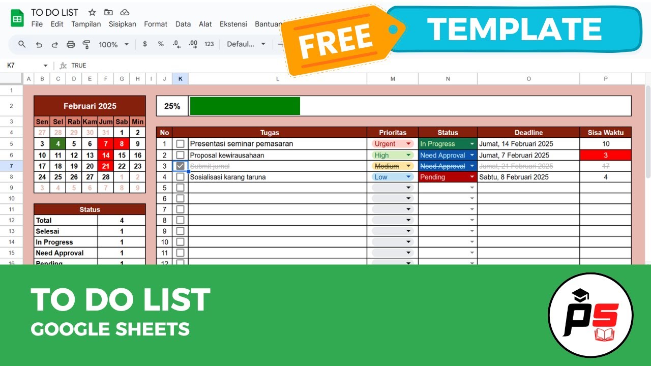 To Do List Paling POWERFUL di Google Sheets!